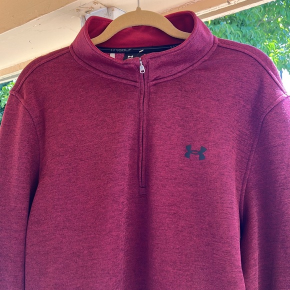 NWT Under Armour Storm Cold Gear Loose Fit ¼ Zip Burgundy Fleece Sweater mens XL - Picture 11 of 15